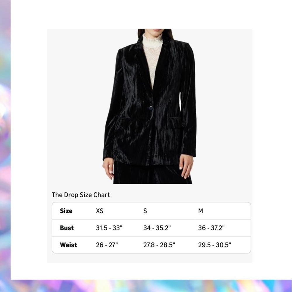 The Drop Luxurious Black Velvet Women's Blazer Size Small NWT