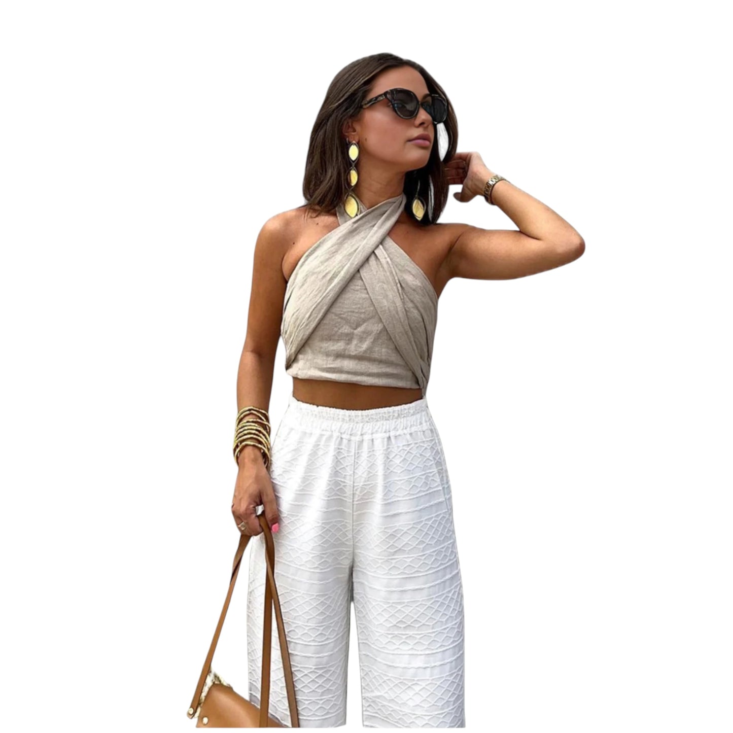 Cotton & Line Crisscross Halter Tank Top - Commense Size S - NWT