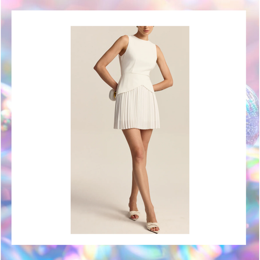 Pleated Hem Mini Dress - Commense