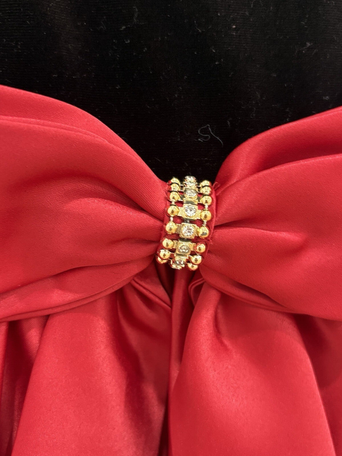 Rare Editions Girls Sz 5 Black Velvet Red Damask Bow Holiday Christmas Dress Preloved