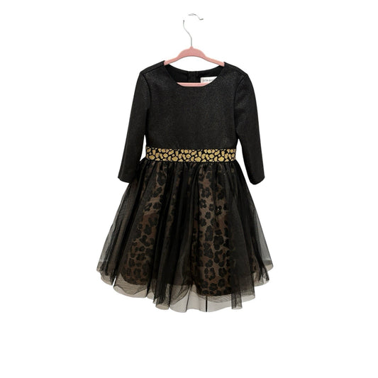 Angels by Us Angels Girls Sz S Black Glitter Leopard Tulle Party Dress Preloved