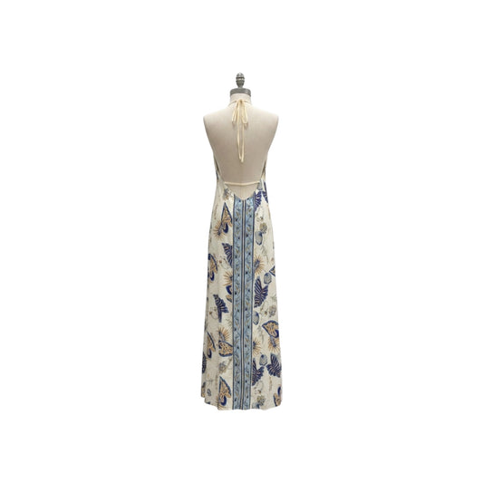 Halter Neck Floral Print Dress - Commense