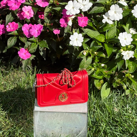 Valentino Orlandi Quilted Gold Hardware Chain Strap Crossbody Bag