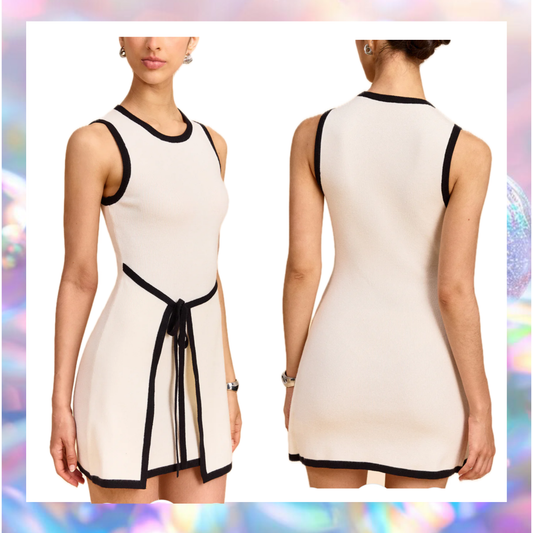 Contrast Trip Wrap Mini Dress - Commense