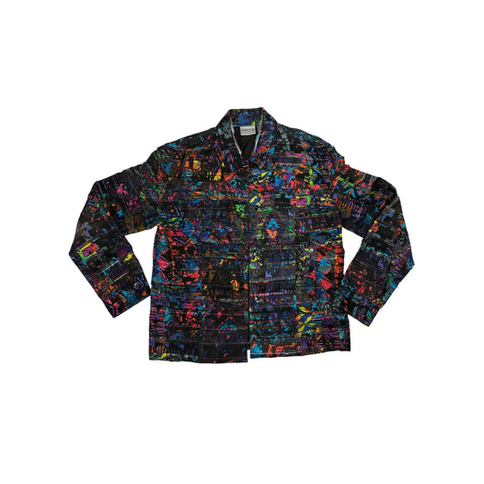 Chico’s Size 0 (S-4/6) Multicolor Abstract Print Silk-Lined Light Jacket Preloved