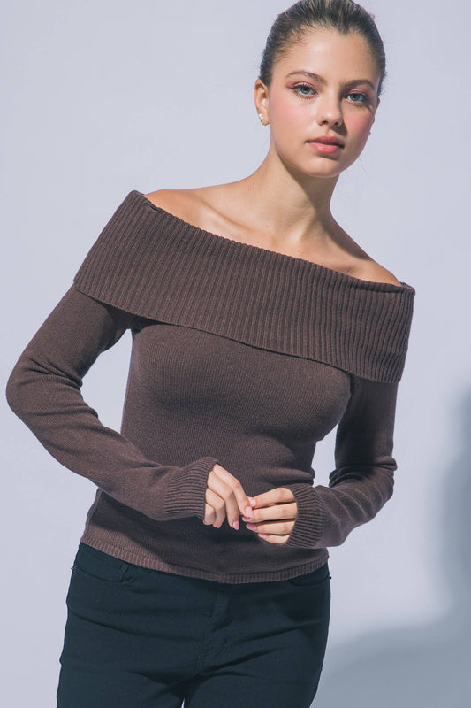 Ribbed Fitted Off Shoulder Top