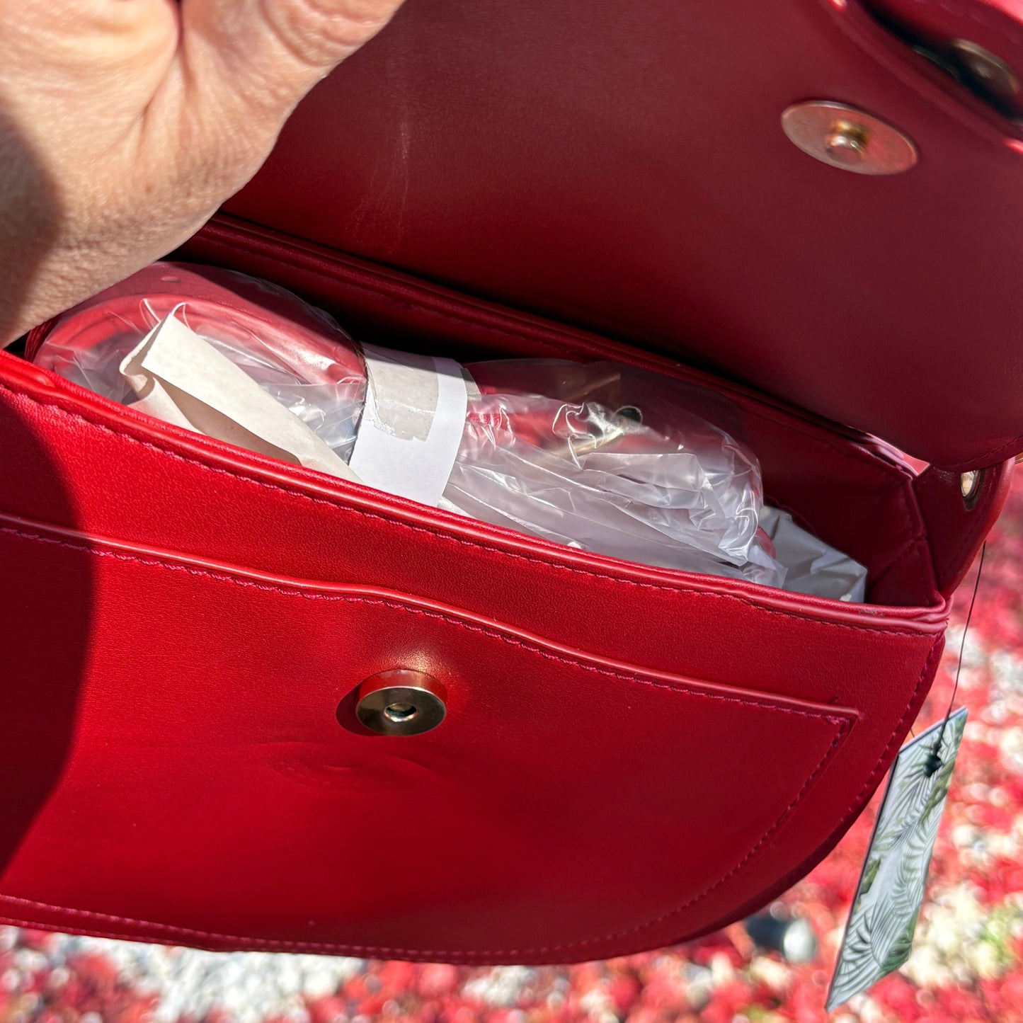 Badgley Mischka Red Saddle Purse