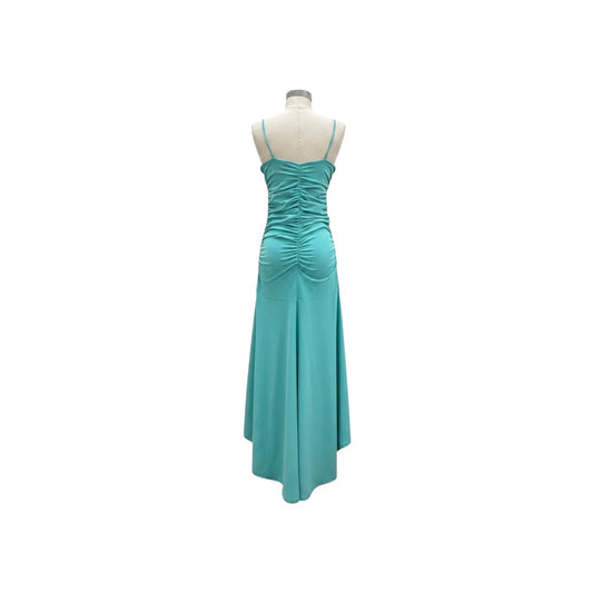 Susana Monaco String Gathered High-Low Maxi Dress NWT “La Plage” Seafoam Ruched