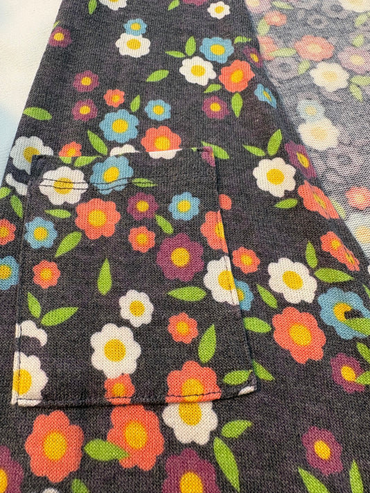 LuLaRoe Kids Sariah Long Duster Cardigan Girls Size 4 Floral Pockets NWT