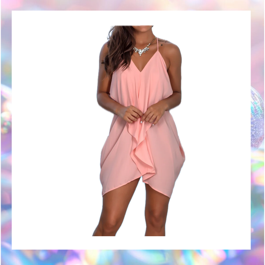 Dusty Rose Draped Back Short Dress