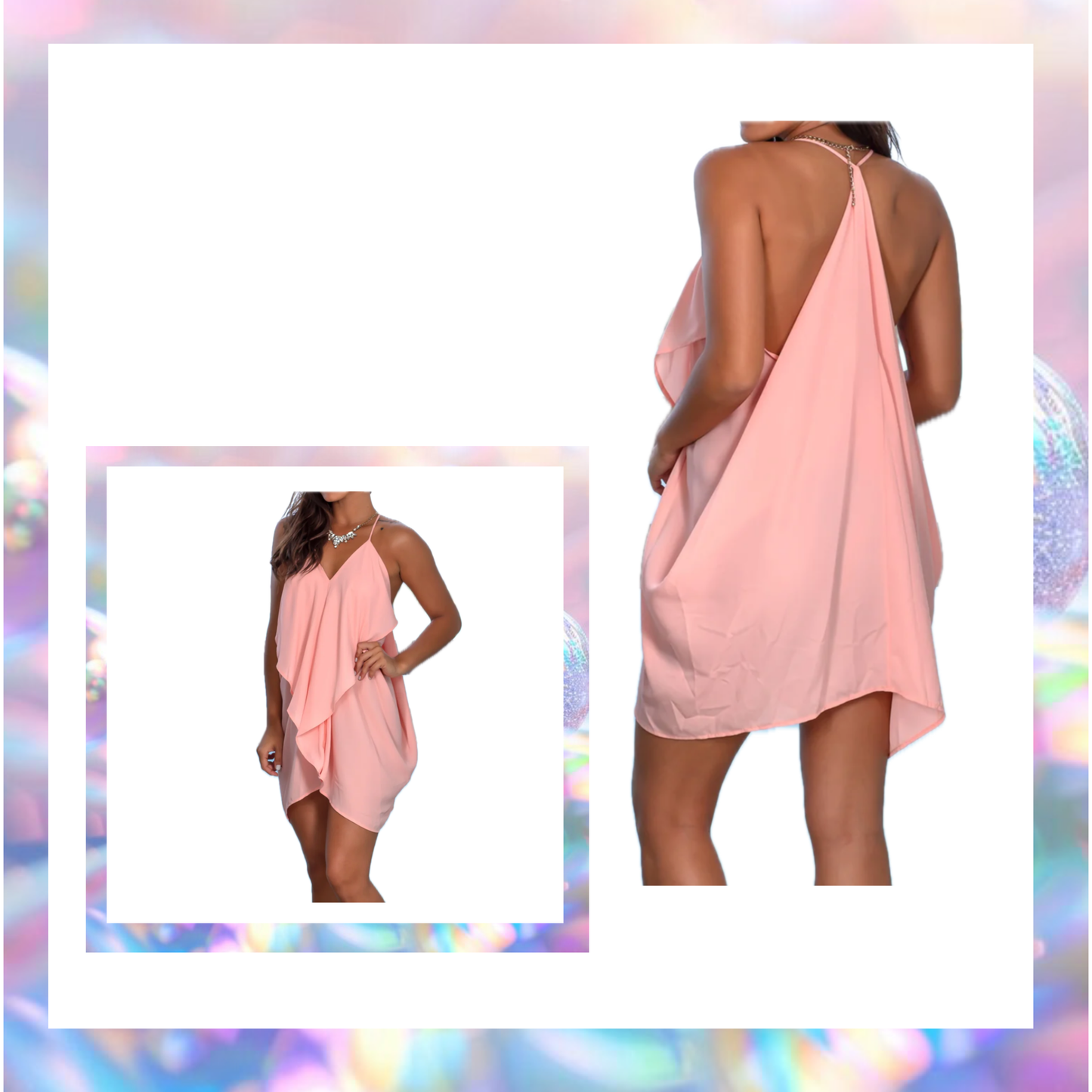 Dusty Rose Draped Back Short Dress