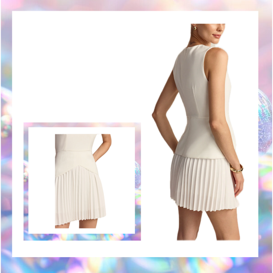 Pleated Hem Mini Dress - Commense
