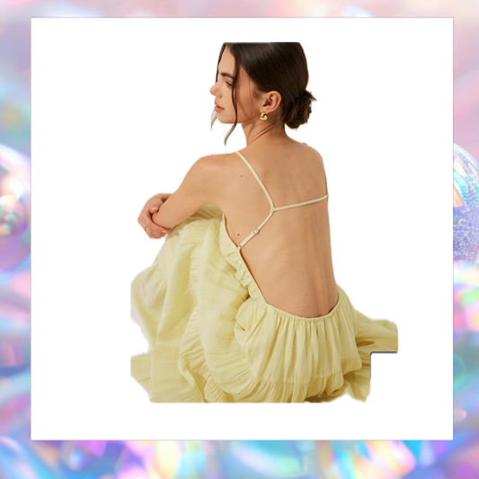 Pleated Backless Tiered Cami Dress - Commense