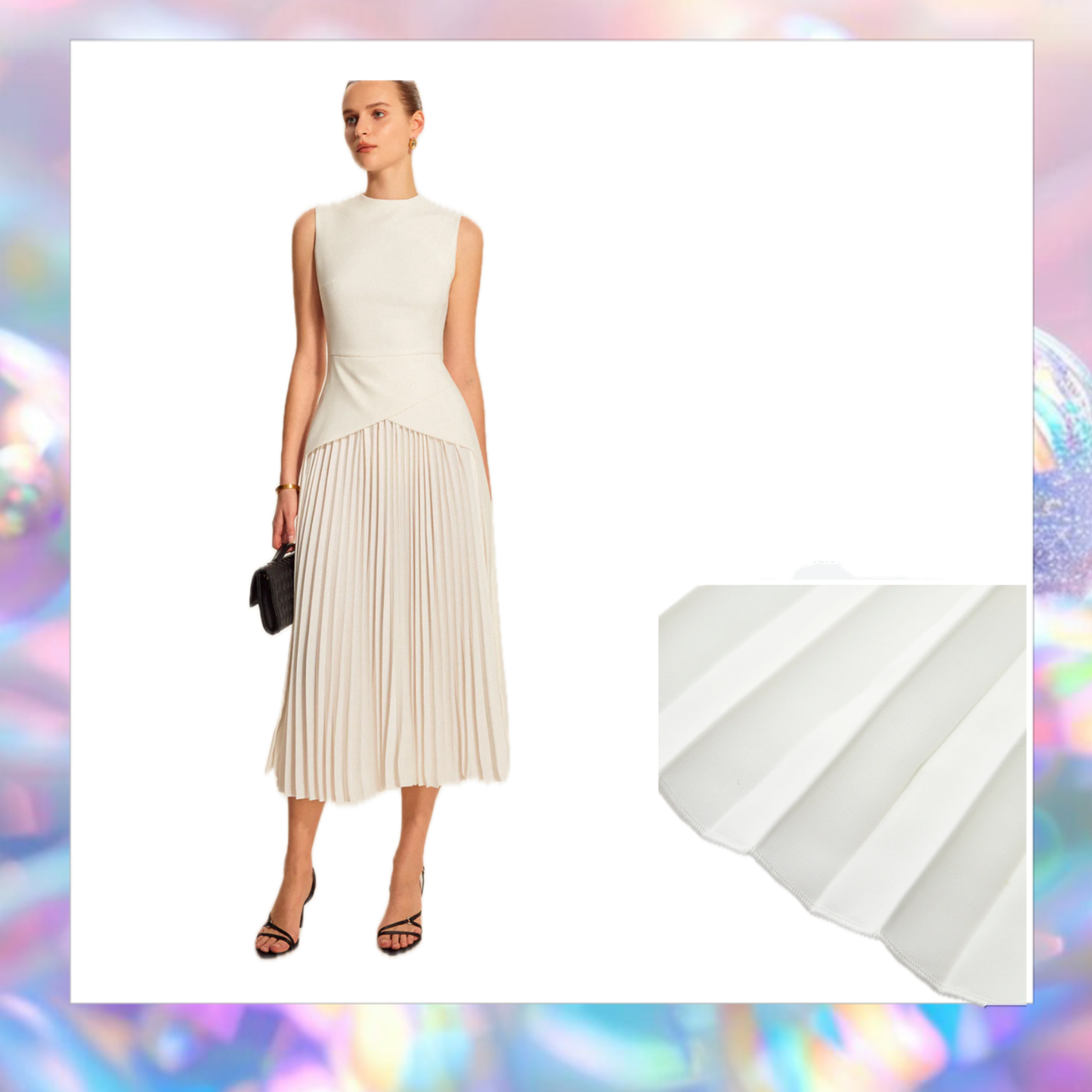 Off White Pleated Dress - Commense