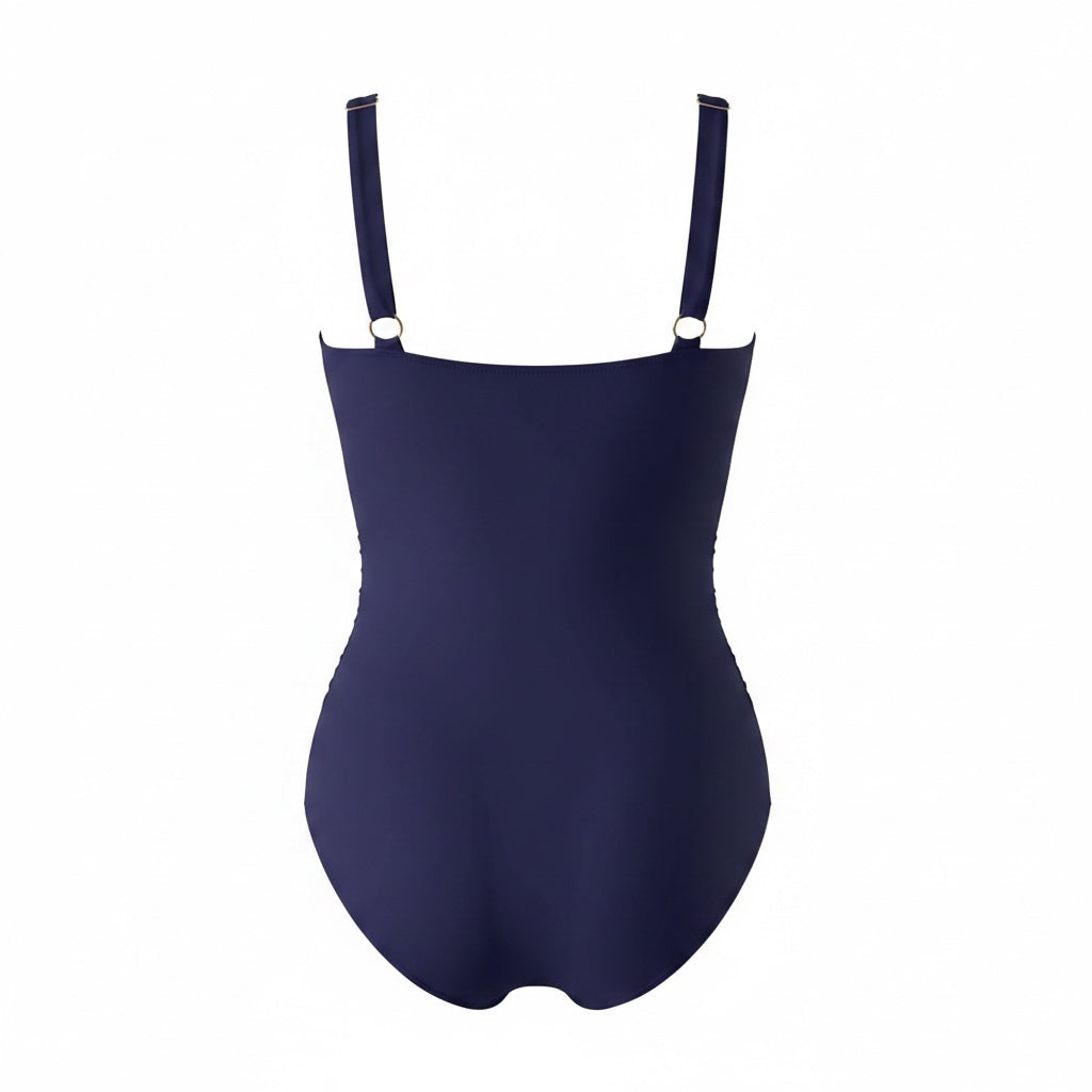B2prity Navy One-Piece Swimsuit | Tummy Control | V-Neck | Ruched | Push-Up