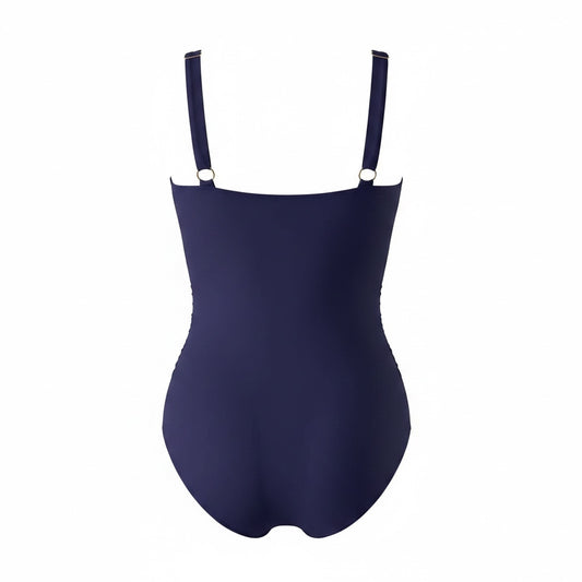 B2prity Navy One-Piece Swimsuit | Tummy Control | V-Neck | Ruched | Push-Up