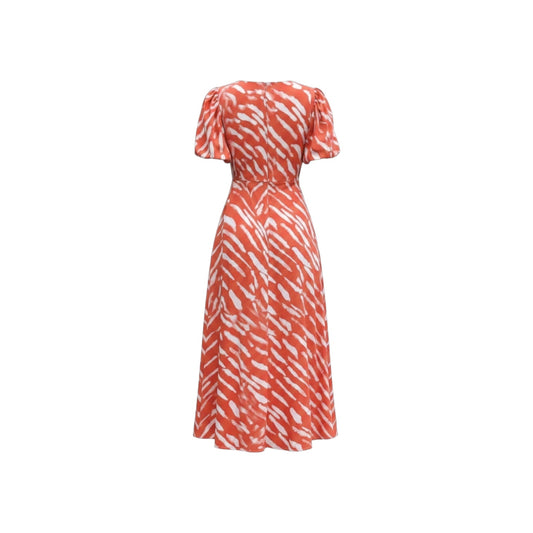 Commense Stripe Pattern Cutout Long Dress