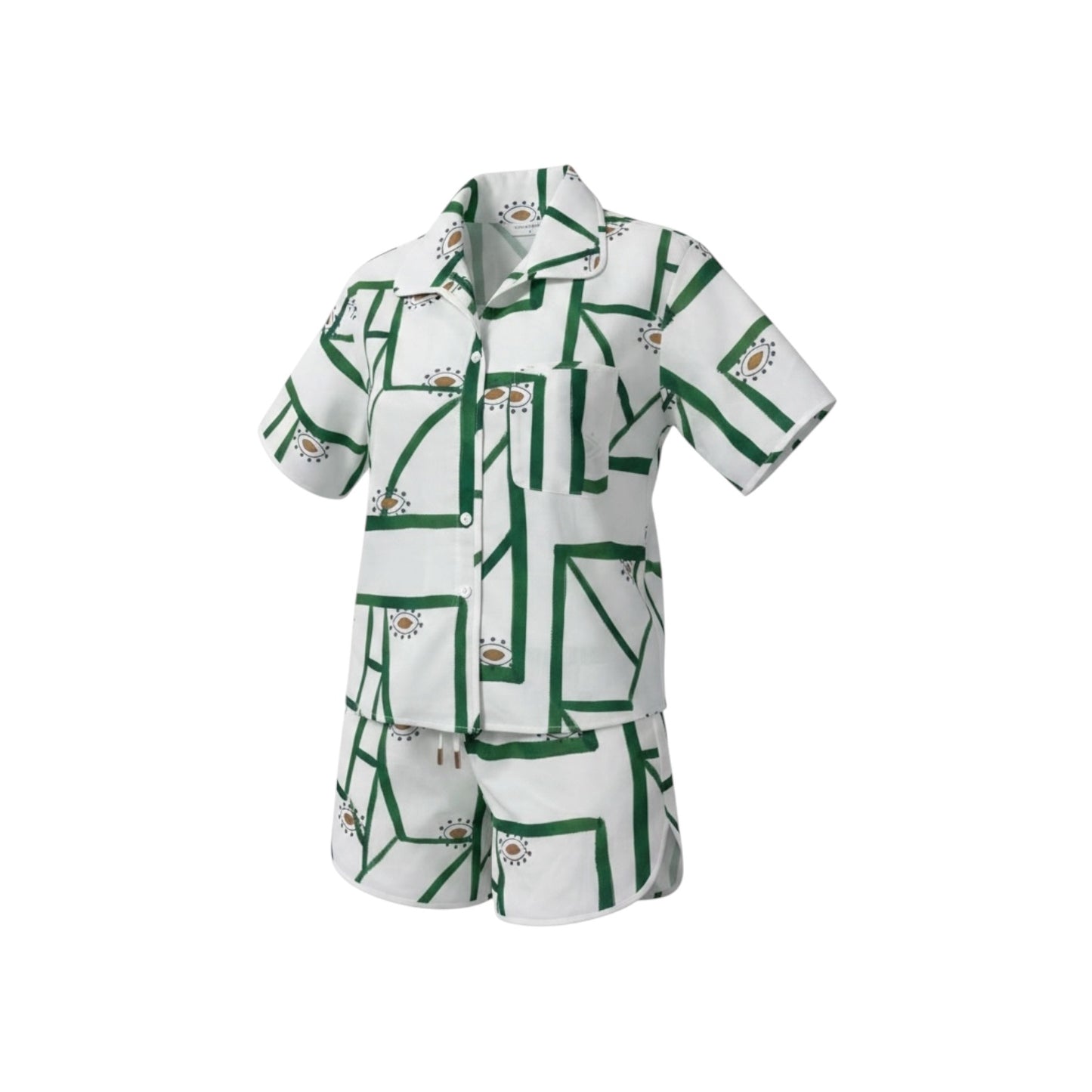 Print Drawstring Shorts Set Size M- Commense - NWT