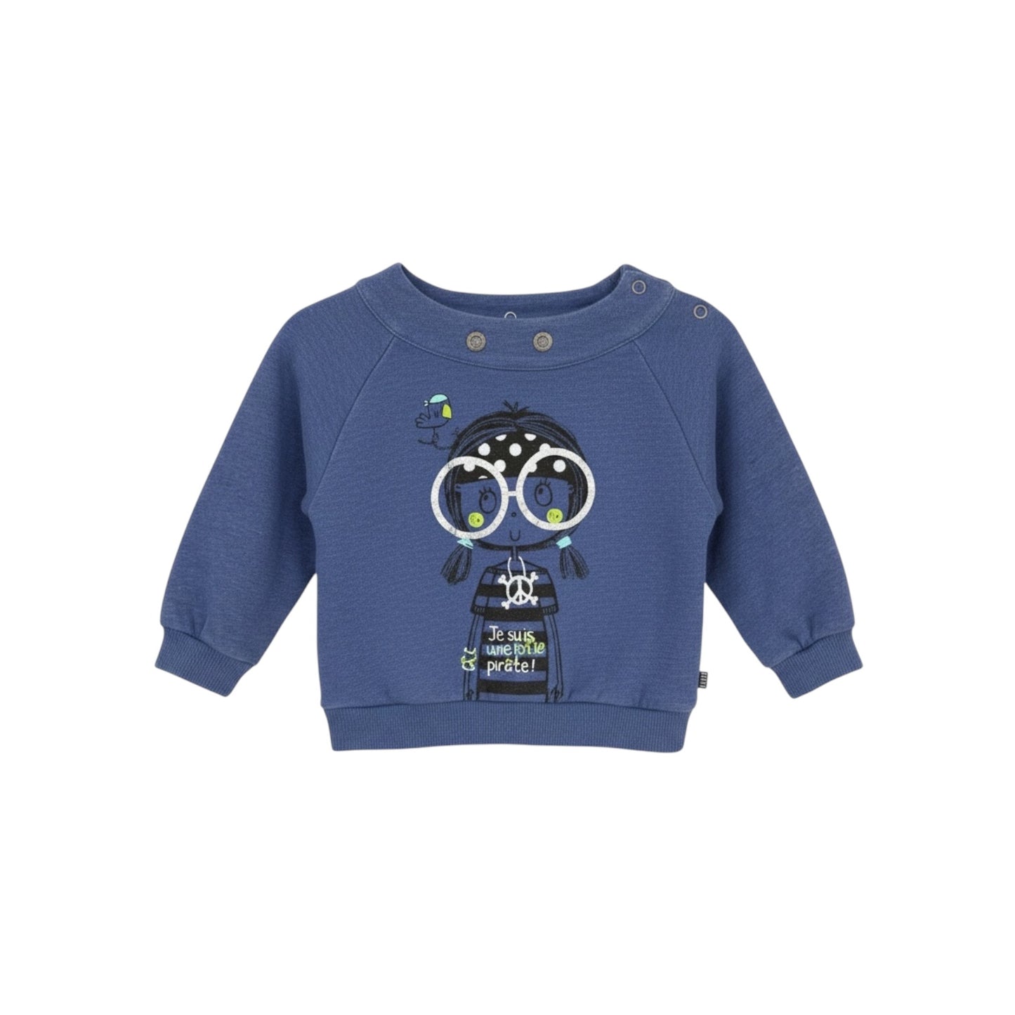 Souris Mini Girls 24M Navy Graphic Sweatshirt ‘Je Suis Une Jolie Pirate’”