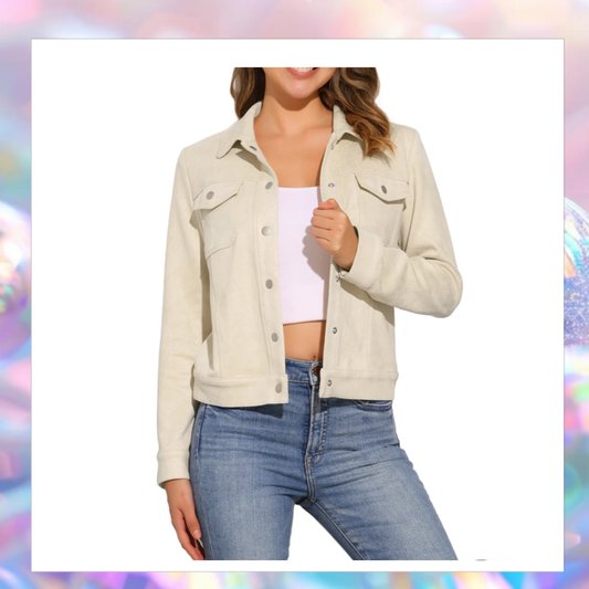 Faux Sude Jacket -Allegra K