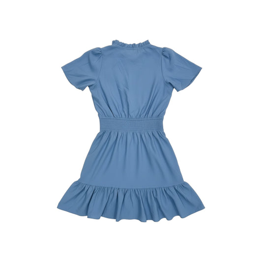 Draper James Tiered Dress Size S Blue Flutter Sleeve V-Neck Smocked Waist NWT