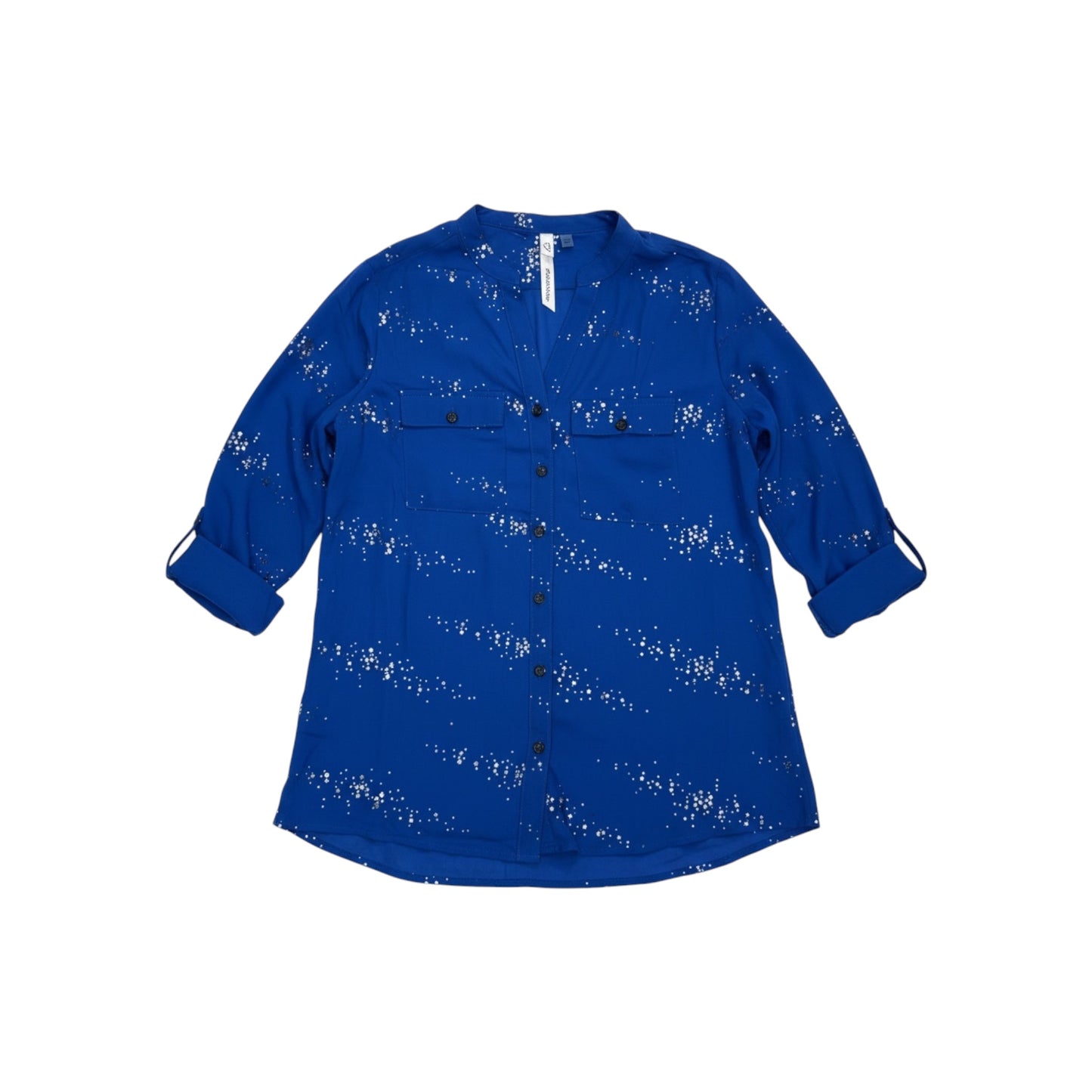 NY Collection Royal Blue Metallic Dot Print Blouse – NWOT, Size PM