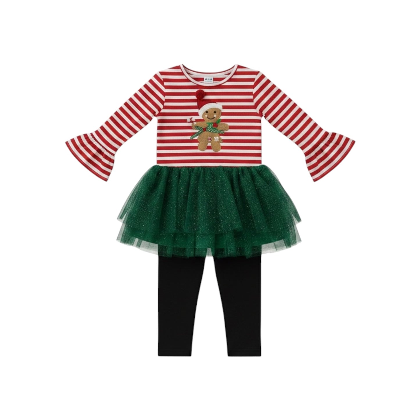 Blueberi Boulevard Girls Gingerbread Tutu Dress Leggings Set Christmas Holiday NWT