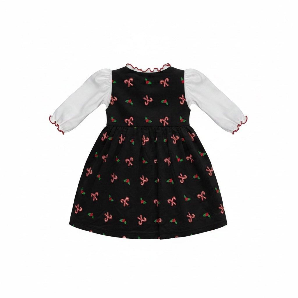 Blueberi Boulevard 2-Piece Holiday Set Candy Cane Holly Dress NWT