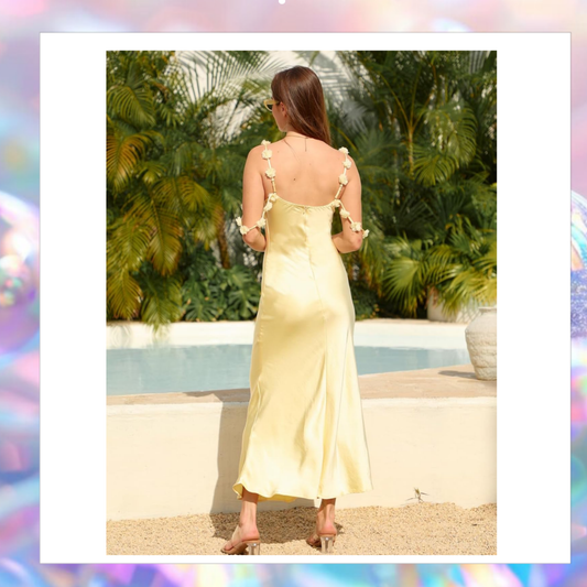 VGBNT Satin Floral Off The Shoulder Midi Dresses
