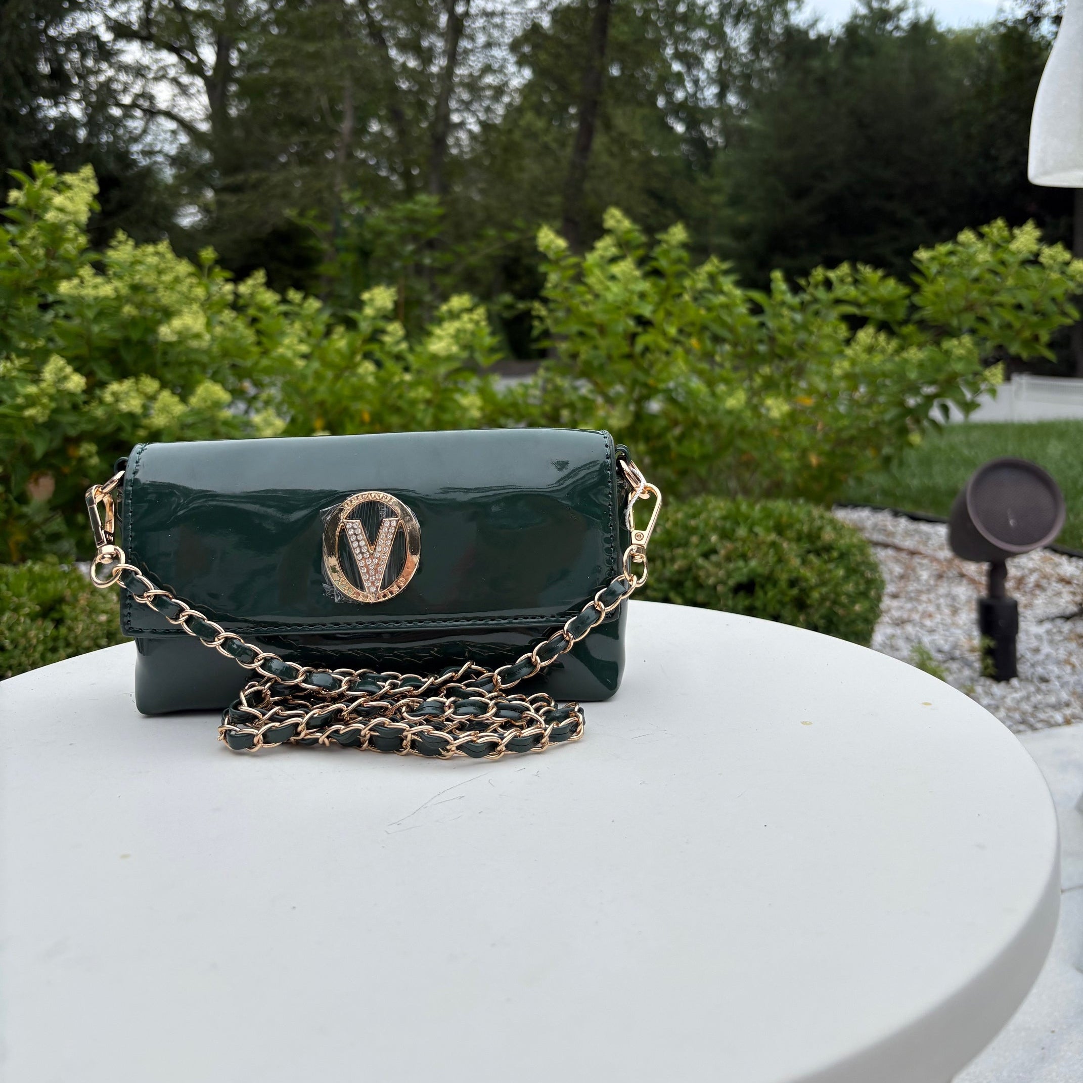 Valentino Orlandi Small, Elegant Patent Leather Chain Bag