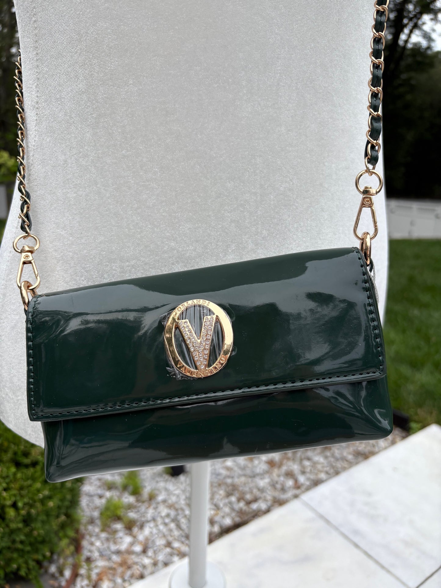 Valentino Orlandi Small, Elegant Patent Leather Chain Bag