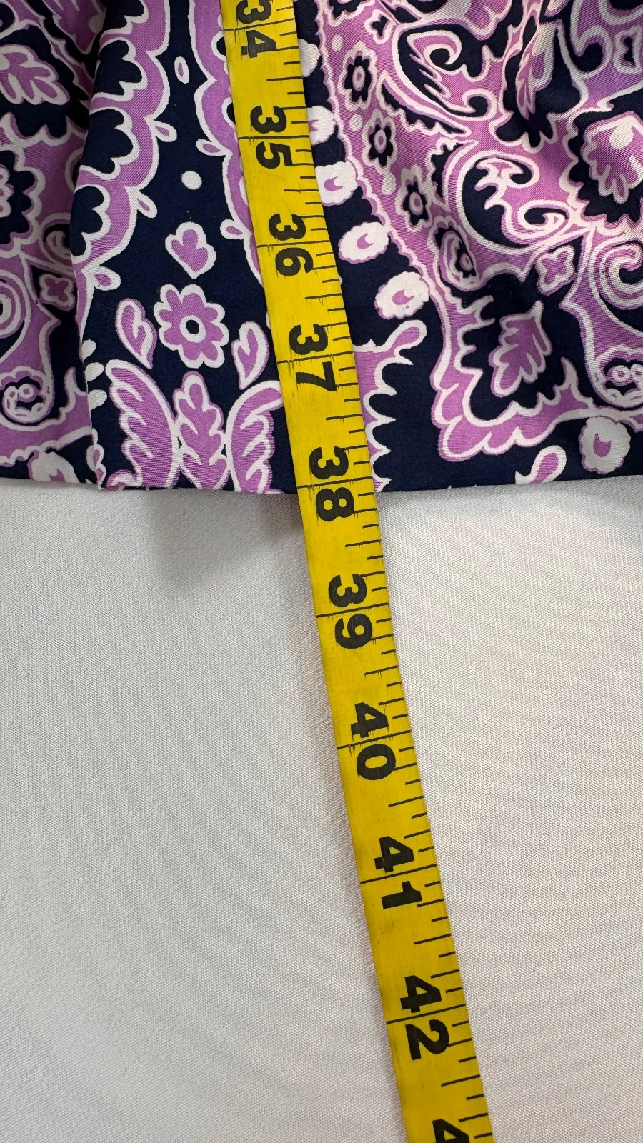 Talbots Petite 2P Sleeveless Cotton Dress Pink Navy Paisley Pattern Waist Tie