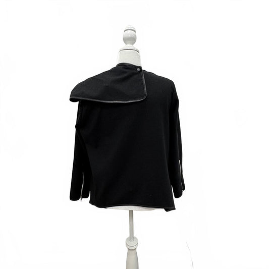 Oshoplive Women's Black Open Front Draped Cardigan Jacket Size M 100% Polyester NWT