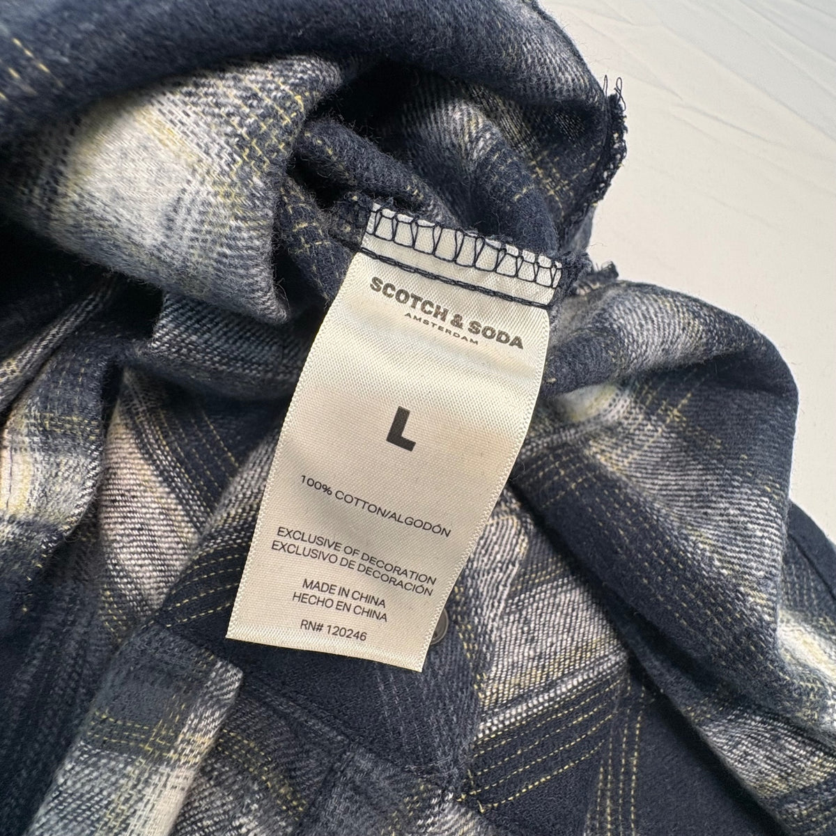 Scotch and Soda Women's Flannel Plaid Navy and Cream New