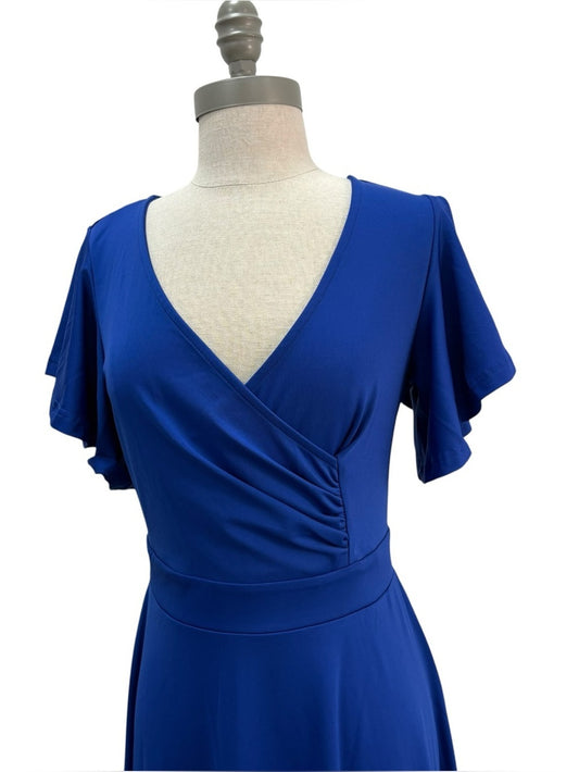 Dokotoo Women’s Royal Blue V Neck Dress Short Sleeve Size Medium NWT