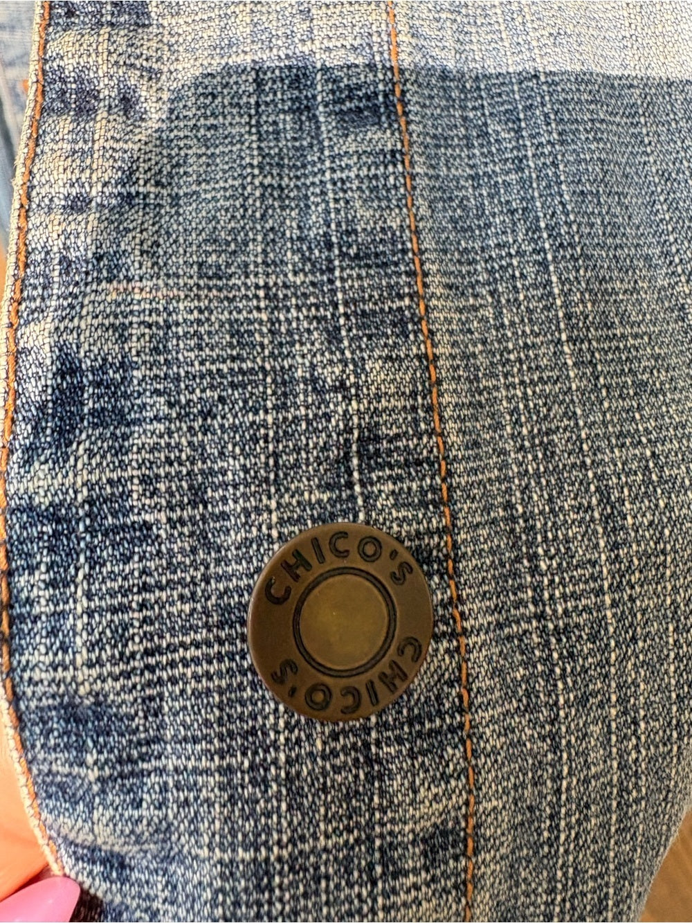 Vintage Chico’s Designed Denim Jacket Sequin Geisha Embroidery Appliqué US 8-10