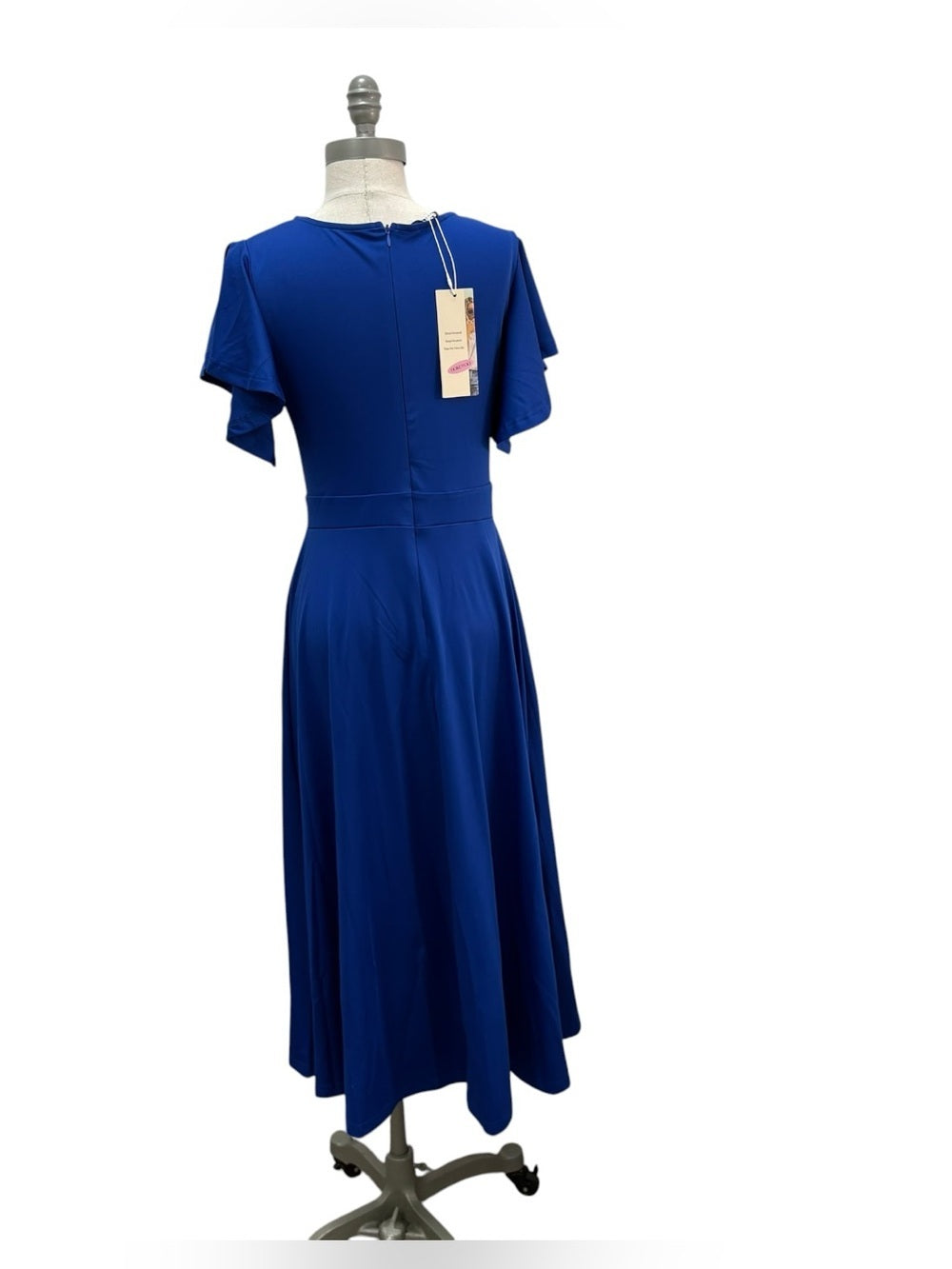 Dokotoo Women’s Royal Blue V Neck Dress Short Sleeve Size Medium NWT