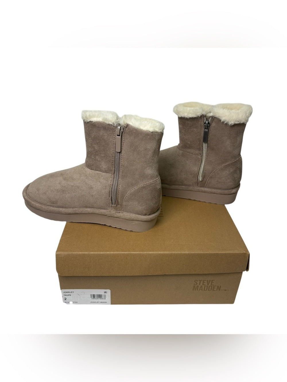 Steve Madden Kids Joakley Boots Taupe Faux Fur Girls Size 2