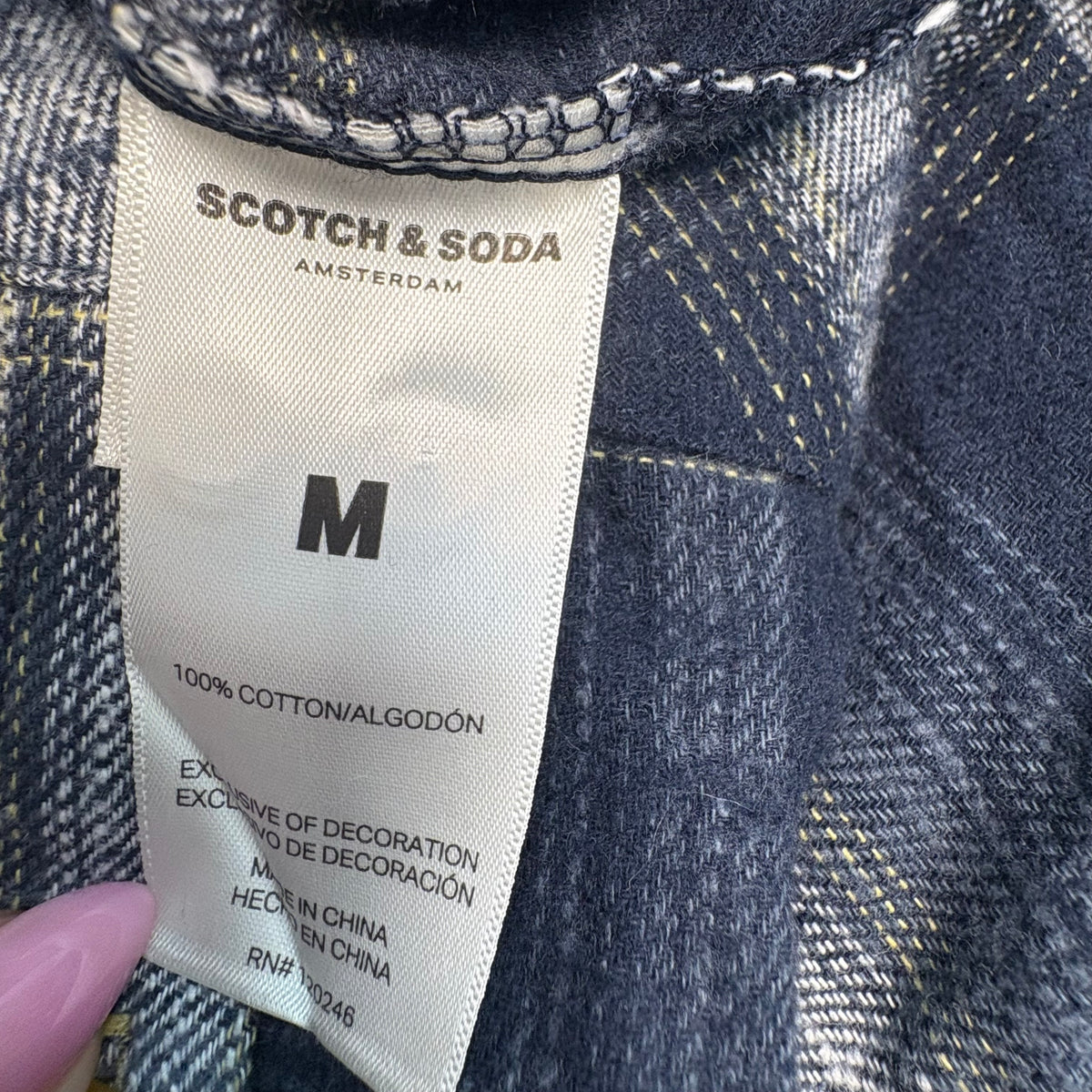 Scotch and Soda Women's Flannel Plaid Navy and Cream  New