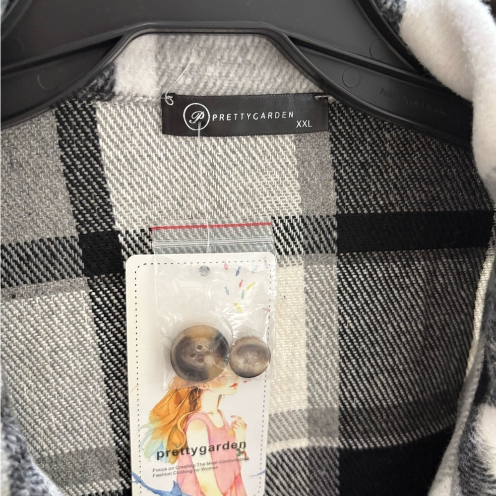 PRETTYGARDEN Women's Fall Clothes Plaid Shacket Jacket size XXL NWT