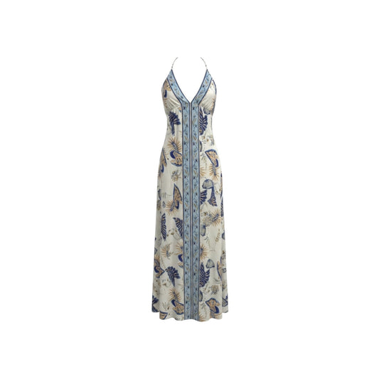 Halter Neck Floral Print Dress - Commense