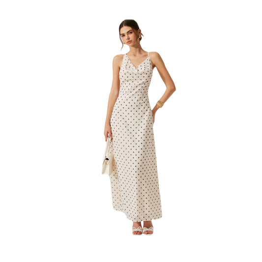 Polka Dot Backless Tie Dress - Commense
