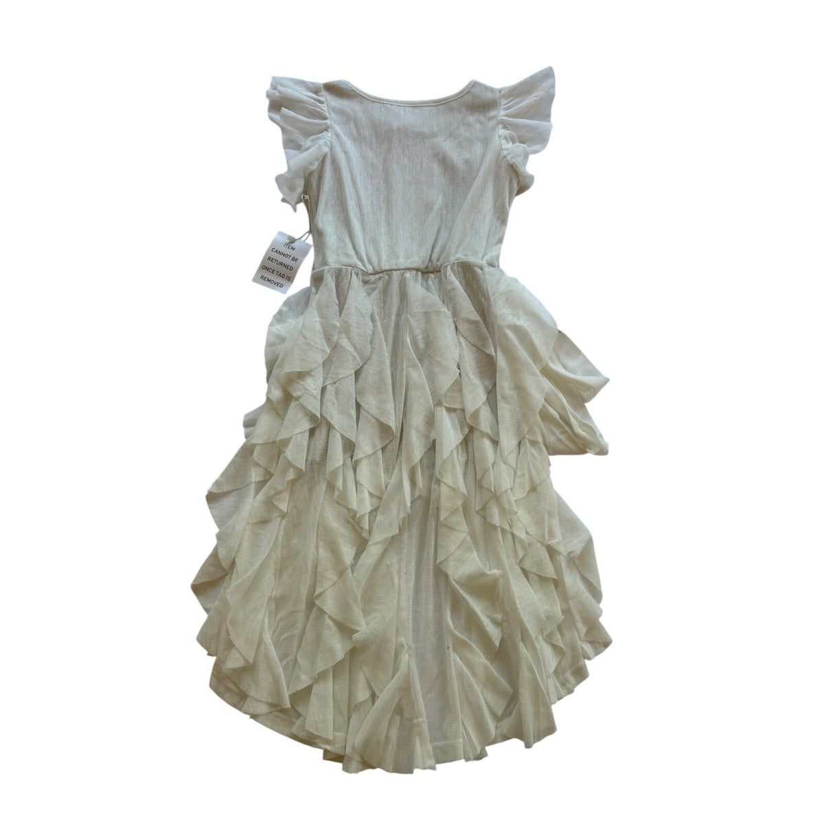 Joyfolie Mia Joy Roza Dress in Ecru Girls Size 5 NWT Tulle Ruffle Flutter Sleeve