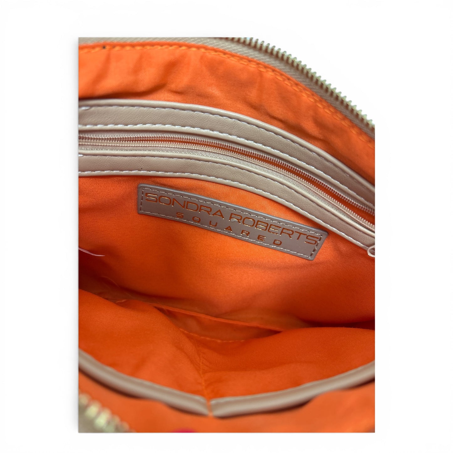 SR Squared by Sondra Roberts Camo Crossbody Bag with Bonus Wristlet Strap | Orange Lining | Gold Hardware