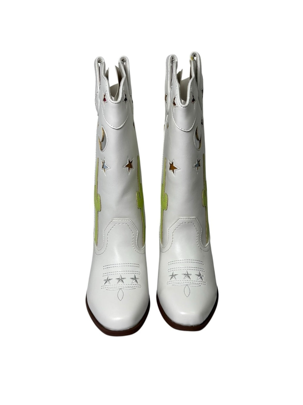 Dream Pairs Kids Girls Western Cowboy Boots White Cactus Star Size 1