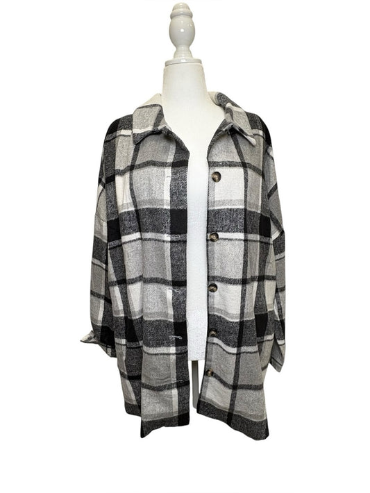 PRETTYGARDEN Women's Fall Clothes Plaid Shacket Jacket size XXL NWT
