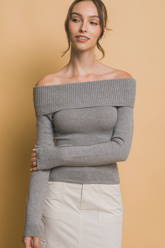Ribbed Fitted Off Shoulder Top