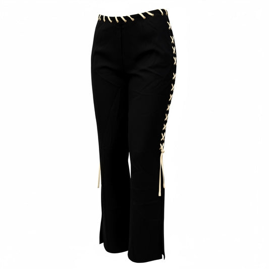 Vintage 90s Moschino Cheap & Chic Black Lace-Up Cigarette Pants | Made in Italy | Size Large
