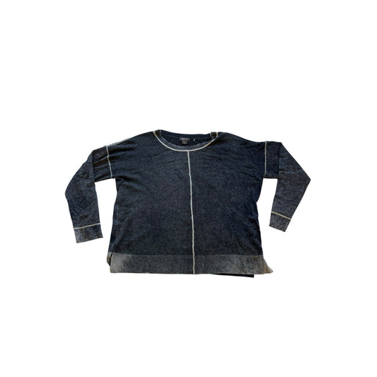 Pure Amici 100% Cashmere Sweater Women’s XL Navy Contrast Stitch crewneck Preloved