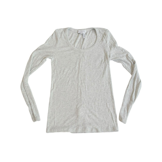 Michael Stars “Shine Rib” Scoop Neck Long Sleeve Top — Heather Sparkle, S Preloved
